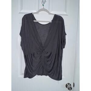 Simple Perfection Twist Back Top - Dark Gray Size 1X